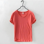 Atmos | Men’s T-Shirt with V-Neck and Short Sleeves Red