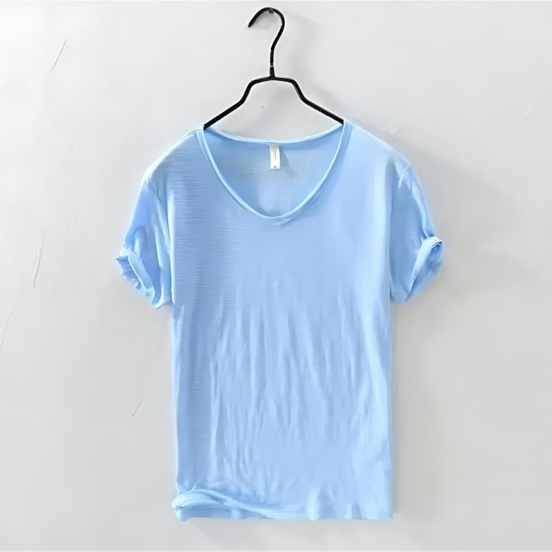 Atmos | Men’s T-Shirt with V-Neck and Short Sleeves Sky Blue