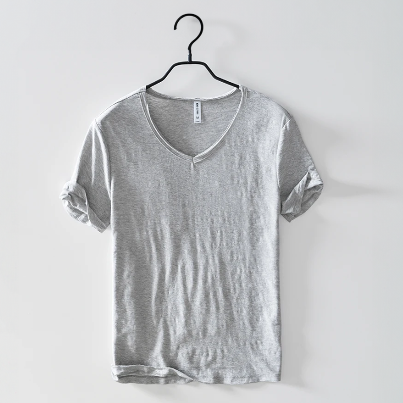 Atmos | Men’s T-Shirt with V-Neck and Short Sleeves Grey