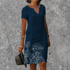 Sephira | Midi Dress with Airy Comfort and V-Neck Dark Blue