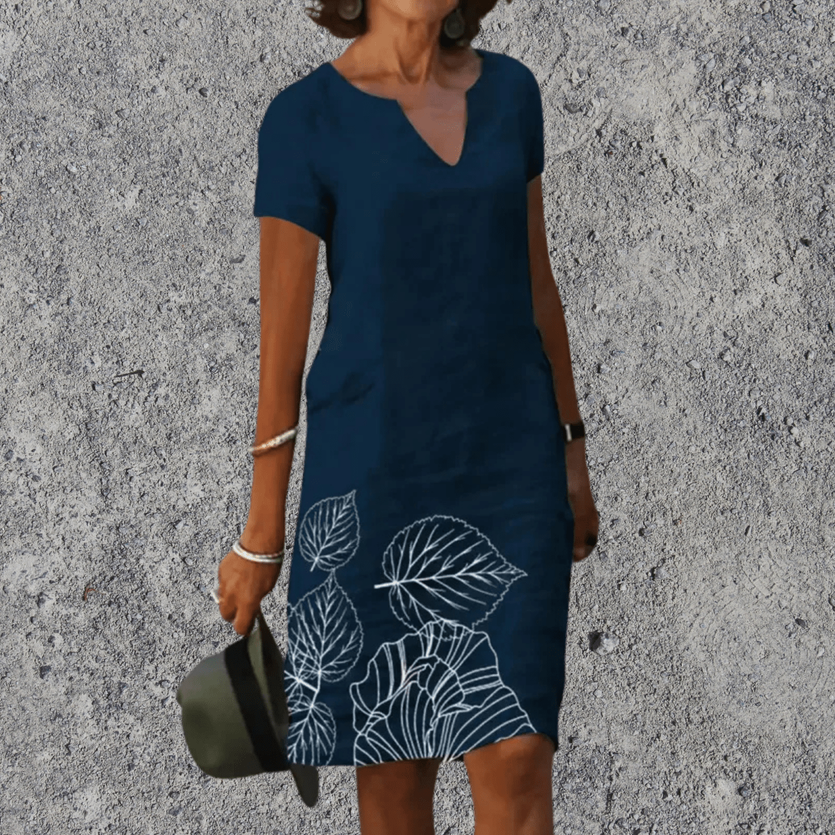 Sephira | Midi Dress with Airy Comfort and V-Neck Dark Blue