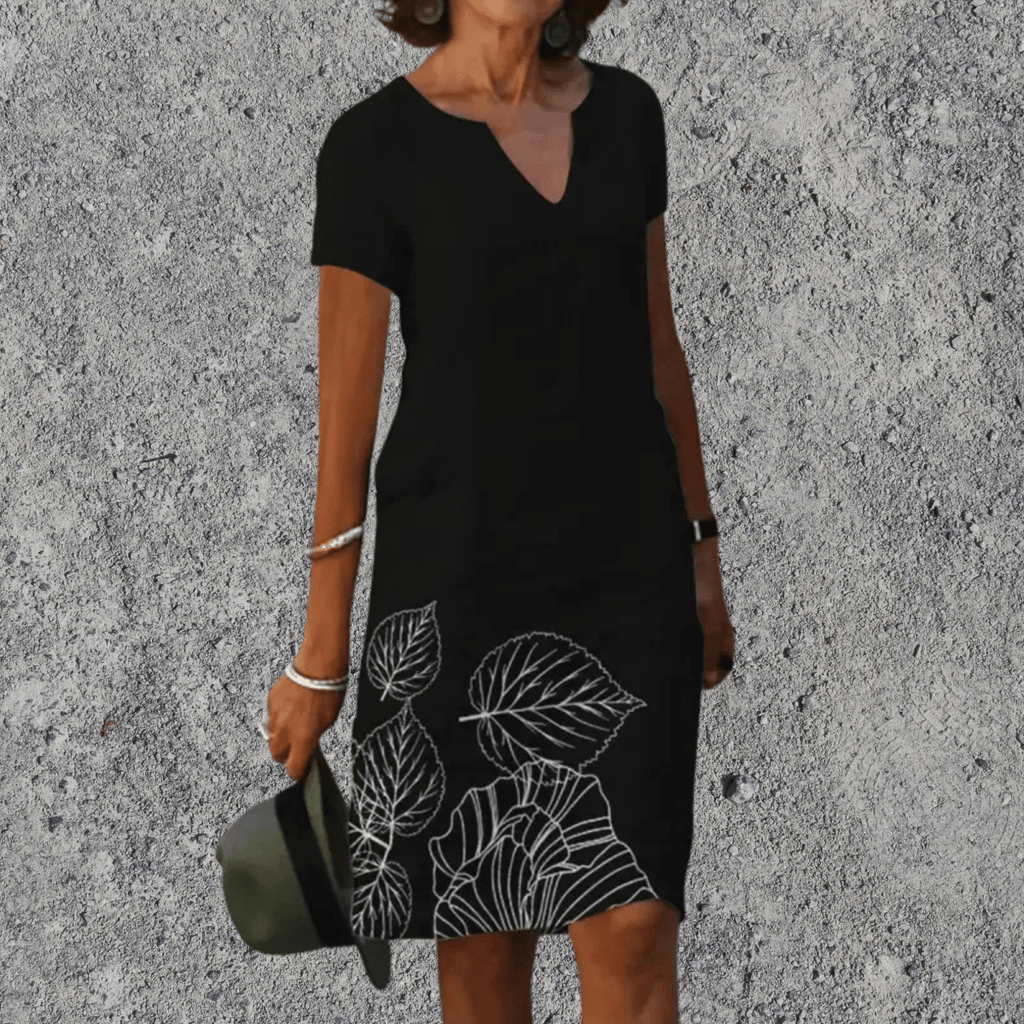 Sephira | Midi Dress with Airy Comfort and V-Neck Black