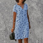 Sephira | Midi Dress with Airy Comfort and V-Neck Light Blue