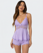 Amore | Elegant Lace-Trim Cami & Shorts Loungewear Set