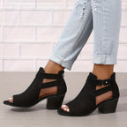 Modern Peep-Toe Block Heel Booties – Urban Summer Chic 3