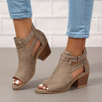 Modern Peep-Toe Block Heel Booties – Urban Summer Chic 4