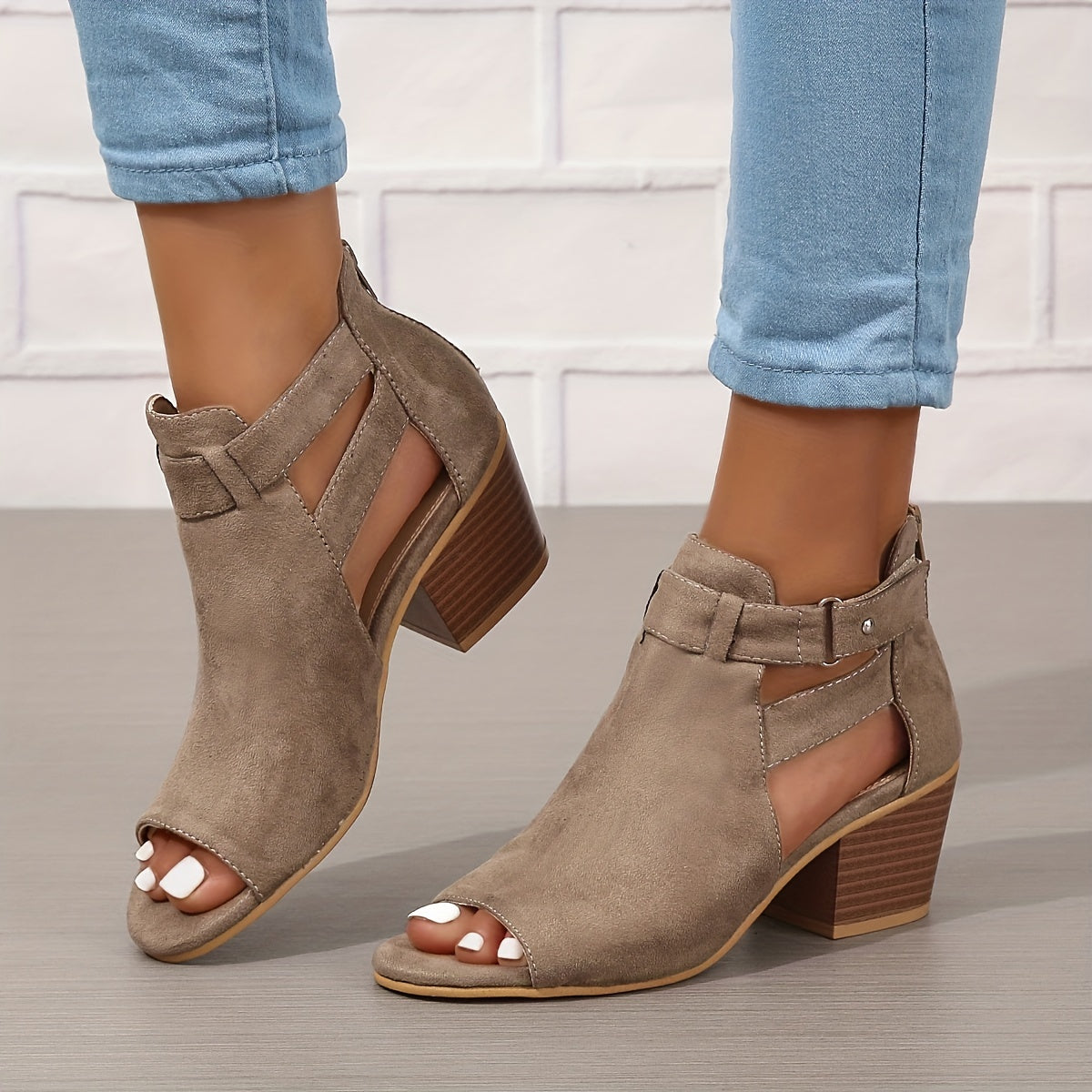 Modern Peep-Toe Block Heel Booties – Urban Summer Chic 4