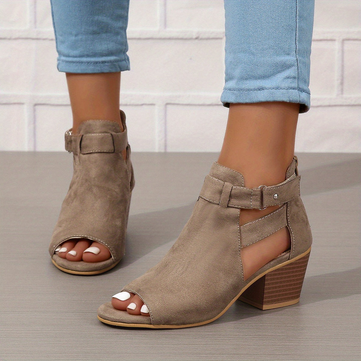 Modern Peep-Toe Block Heel Booties – Urban Summer Chic 5