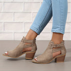 Modern Peep-Toe Block Heel Booties – Urban Summer Chic 6