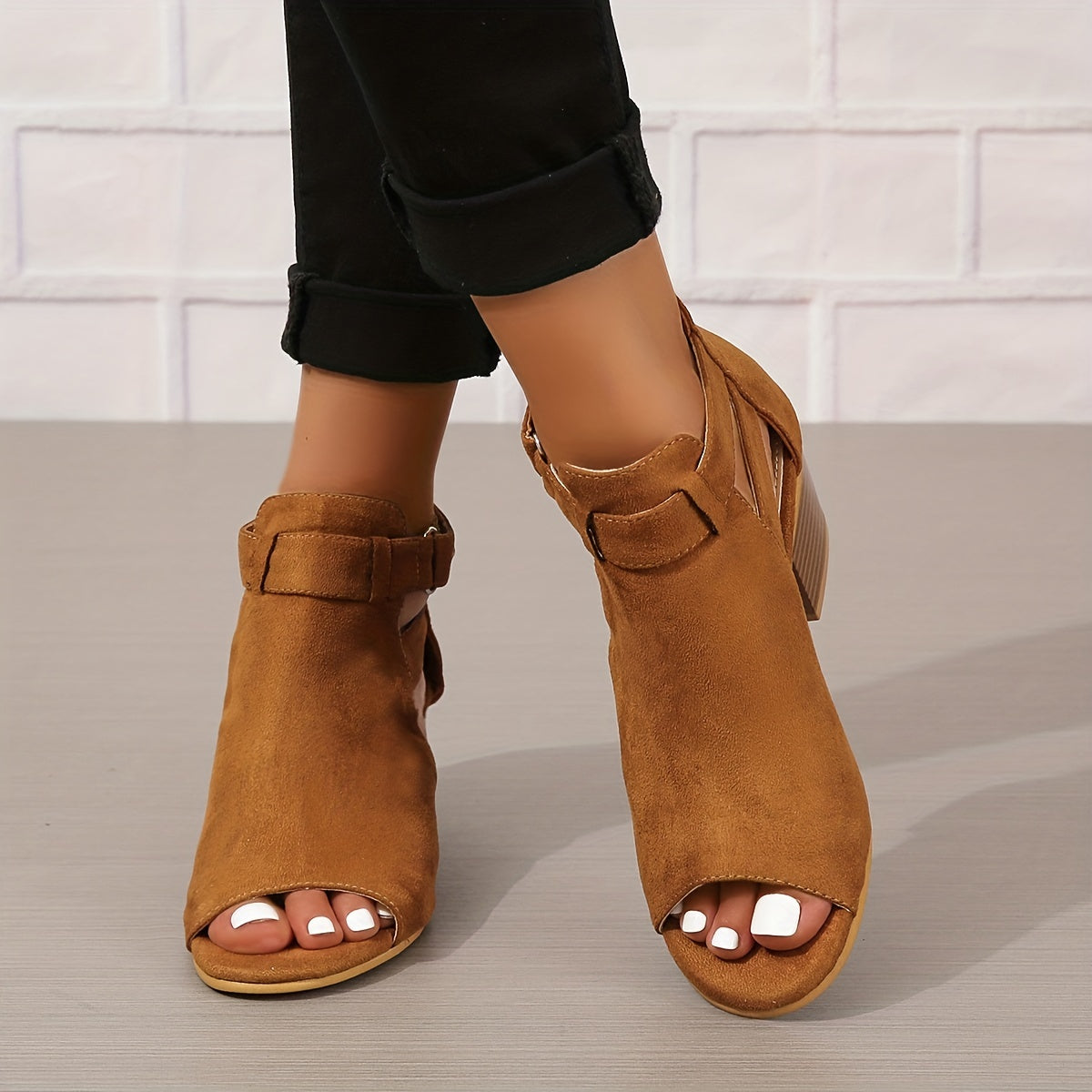 Modern Peep-Toe Block Heel Booties – Urban Summer Chic 9