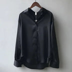 Sahara | Women’s Long-Sleeved Blouse – Timeless Button Placket & Architectural Tailored Collar black