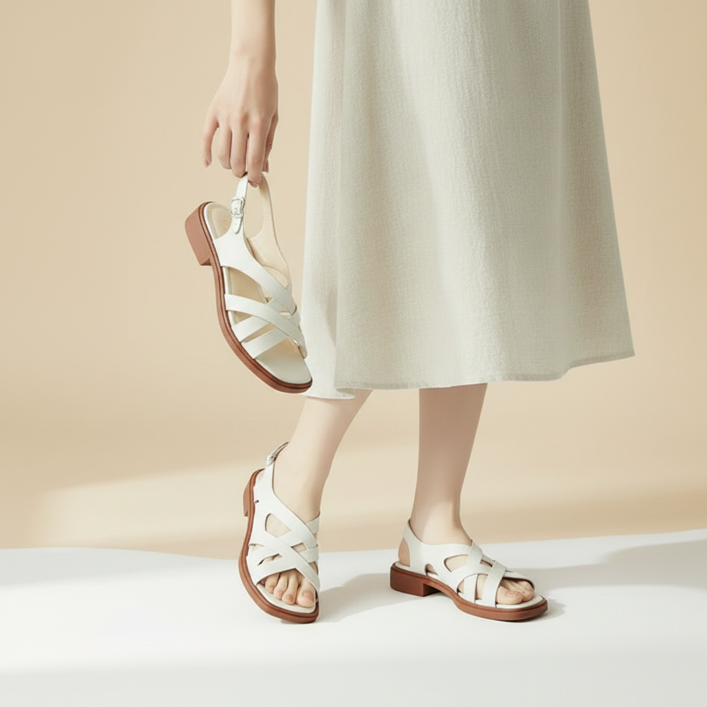 Monika | Women's Leather Sandals – Luxury Designer Gladiator Straps & Slimming Minimalist Summer Slides