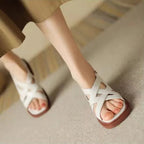 Monika | Women's Leather Sandals – Luxury Designer Gladiator Straps & Slimming Minimalist Summer Slides