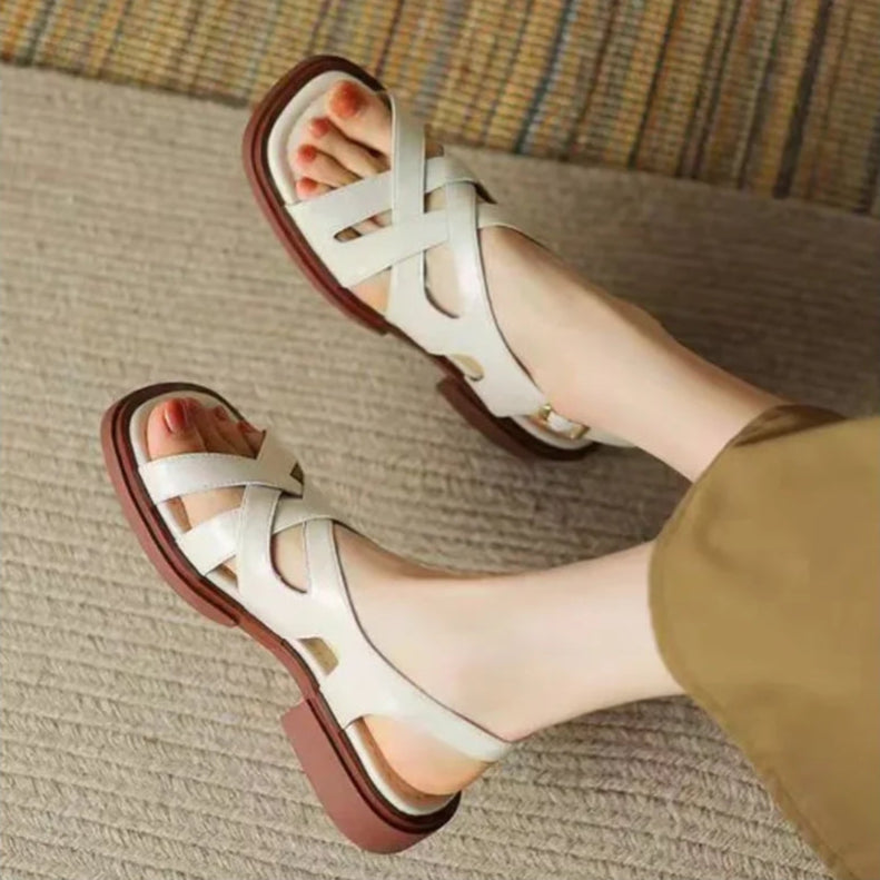 Monika | Women's Leather Sandals – Luxury Designer Gladiator Straps & Slimming Minimalist Summer Slides