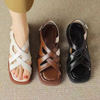 Monika | Women's Leather Sandals – Luxury Designer Gladiator Straps & Slimming Minimalist Summer Slides