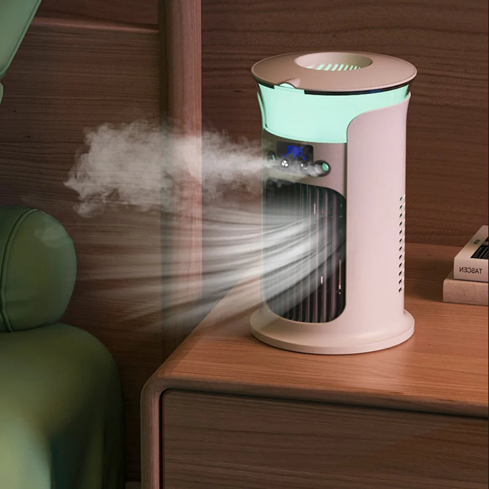 Mute Desktop USB Mini Portable Air Conditioner Fan for Room Home Camping Humidifier Water Mist Cooling Fan Night Lamp Air Cooler 0