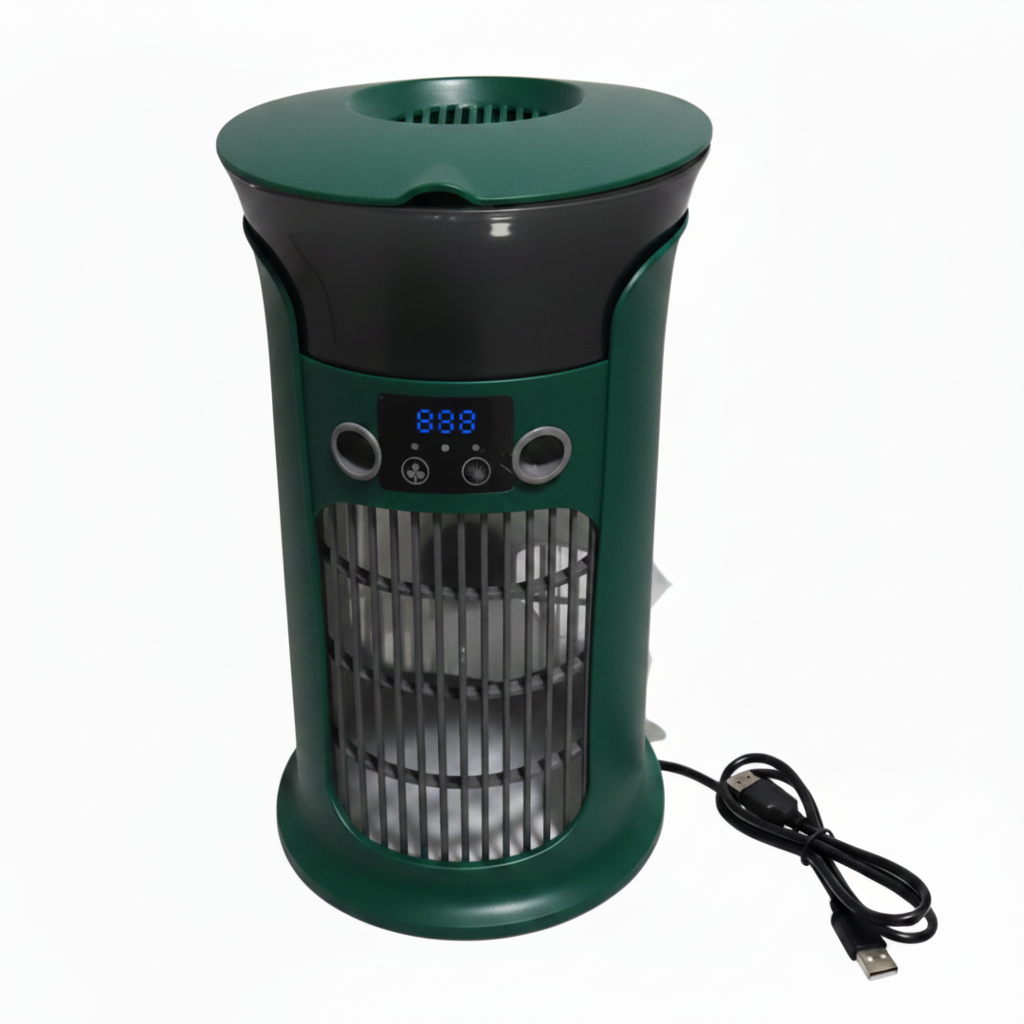 Mini Portable Air Conditioner | Quiet USB Desktop Cooling Fan & Humidifier with Night Light for Bedroom & Camping