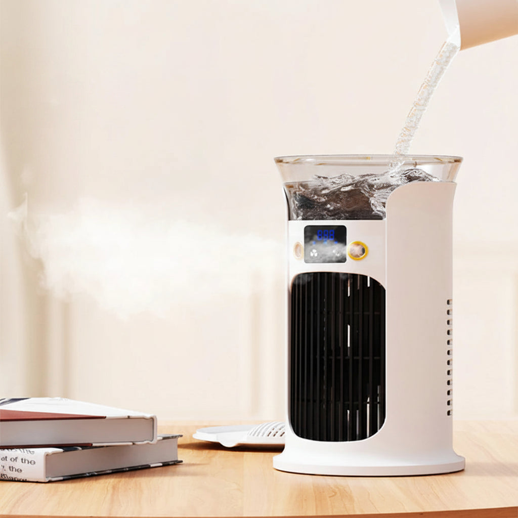 Mute Desktop USB Mini Portable Air Conditioner Fan for Room Home Camping Humidifier Water Mist Cooling Fan Night Lamp Air Cooler 2