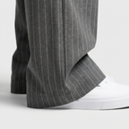 Pinstripe Business Trousers with Pleated Waist, Wide Leg for Women