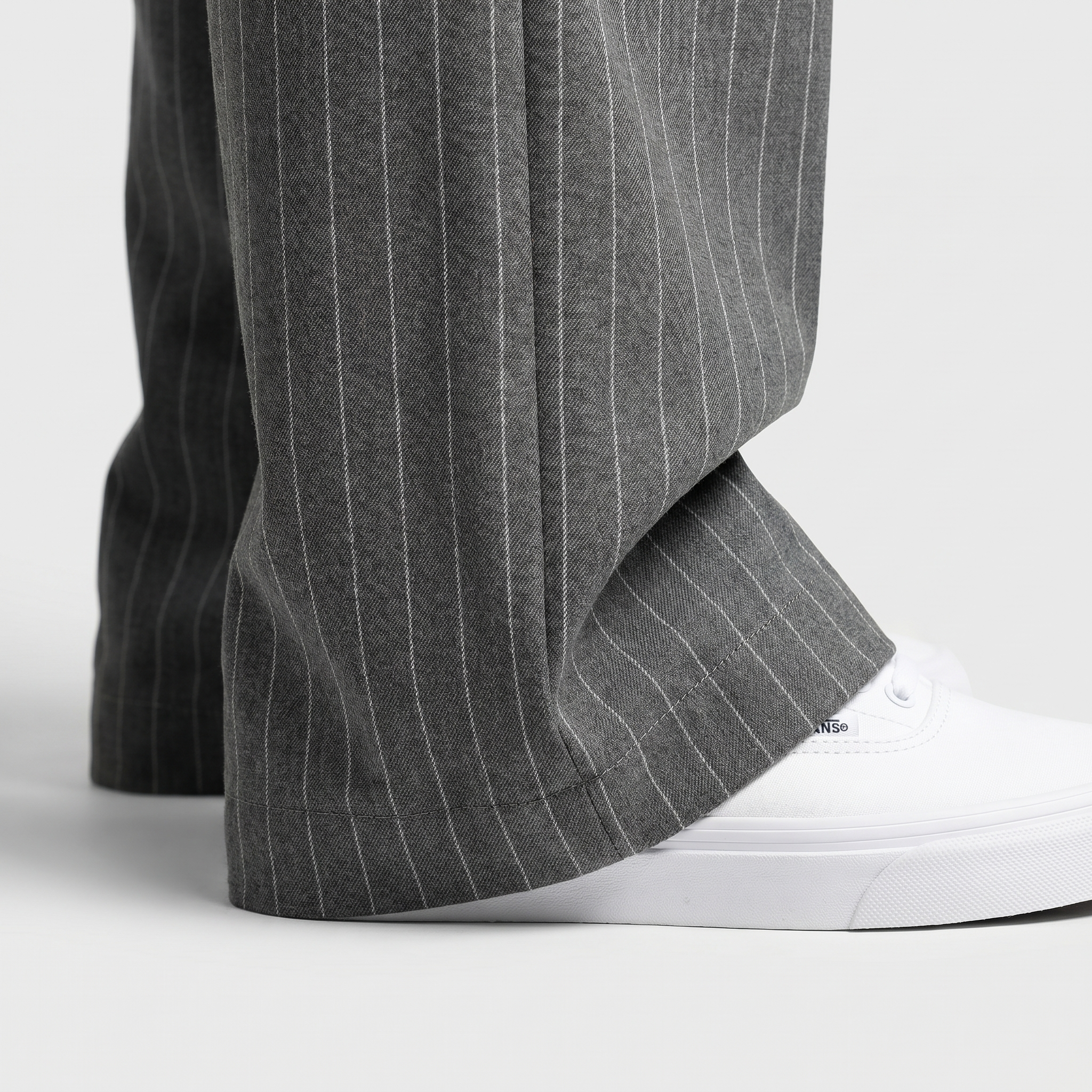Pinstripe Business Trousers with Pleated Waist, Wide Leg for Women
