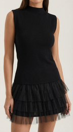 Women's High Neck Tulle Mini Dress Nadia Sleeveless Party Cocktail