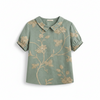 Flora | Women’s Floral Shirt – Botanical Architectural Precision & Refined Silk-Touch Grace