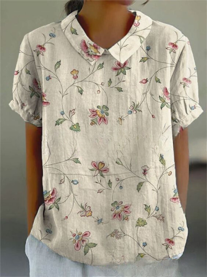 Flora | Women’s Floral Shirt – Botanical Architectural Precision & Refined Silk-Touch Grace Old yellow