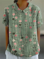 Flora | Women’s Floral Shirt – Botanical Architectural Precision & Refined Silk-Touch Grace Floral print