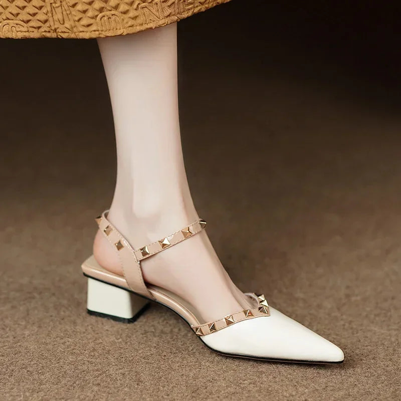 Natalia | Women’s Heels – Chic Artisan Pointed Toe & Refined Slimming Silhouette White