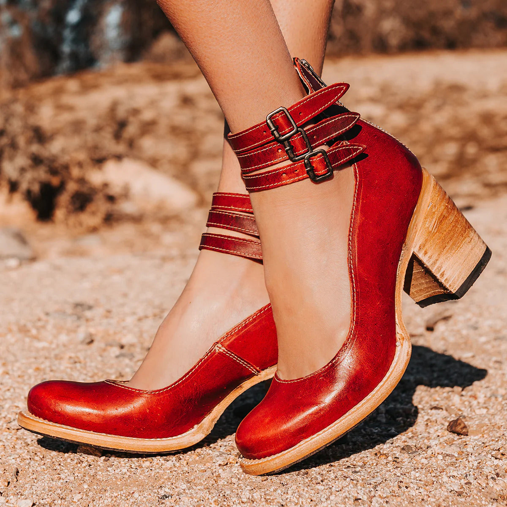 Voda | Women’s Elegant & Comfortable Sandals – Chic Arch-Support Sole & Refined Artisan Straps Red