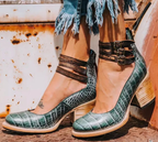 Voda | Women’s Elegant & Comfortable Sandals – Chic Arch-Support Sole & Refined Artisan Straps Green snake