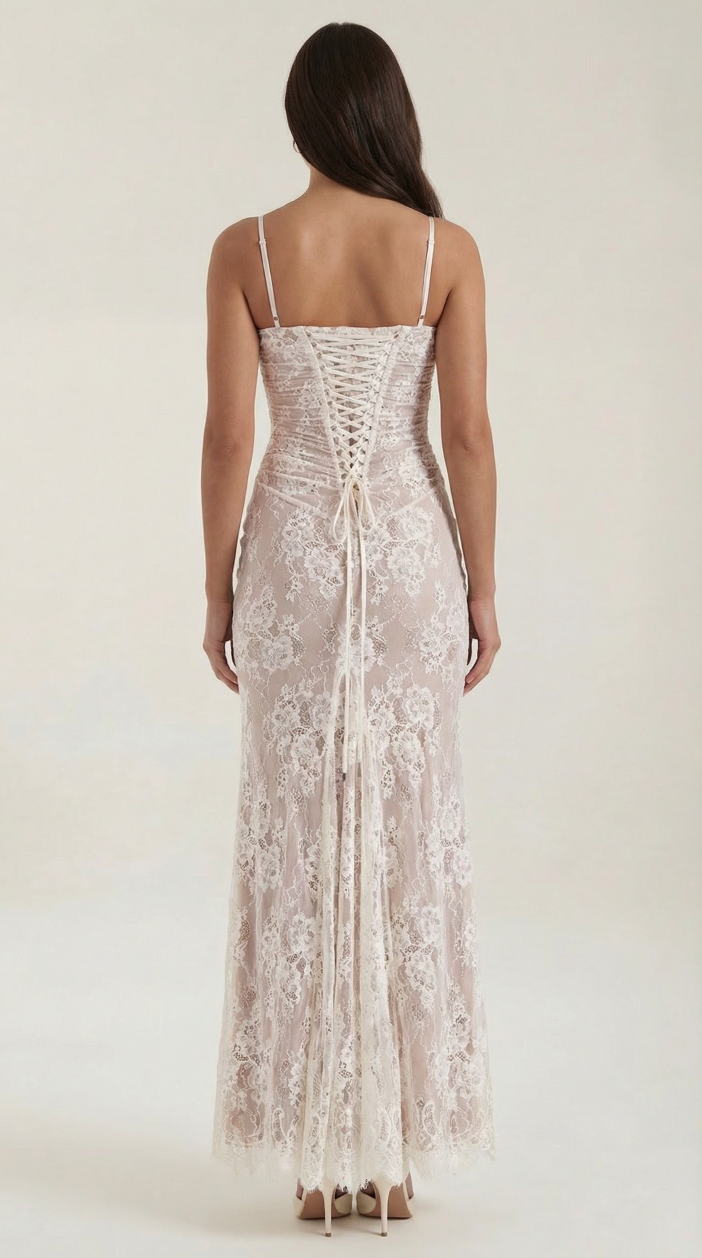 Women's Lace Maxi Dress V-Neck Sleeveless Floral Lace