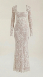 Women's Lace Maxi Dress V-Neck Sleeveless Floral Lace