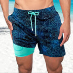 Noah | Men's Swim Trunks Beach Double Layer Compression Quick-Dry Sea Palm