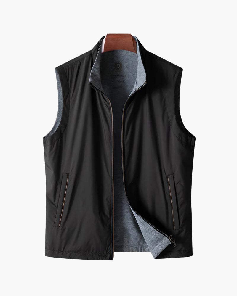 Luka | Men's Slim-Fit Black Bodywarmer Vest - Insulated Zip-Up Puffer Gilet Black