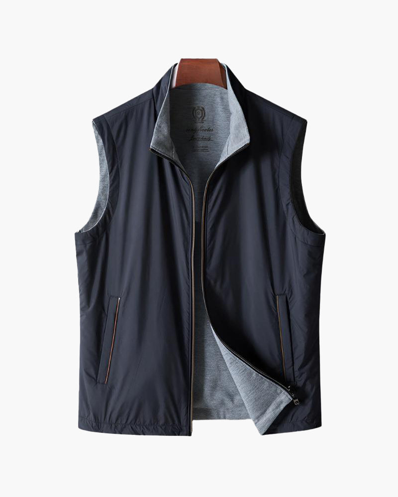 Luka | Men's Slim-Fit Black Bodywarmer Vest - Insulated Zip-Up Puffer Gilet Marineblue