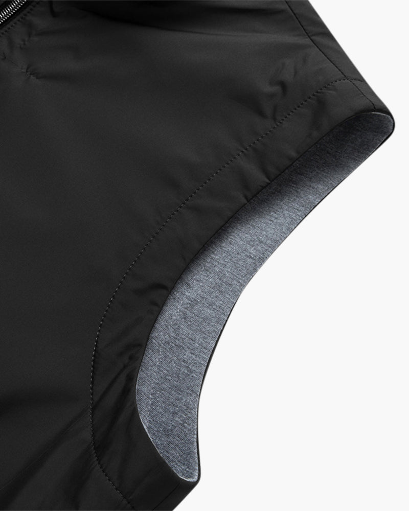 Luka | Men's Slim-Fit Black Bodywarmer Vest - Insulated Zip-Up Puffer Gilet