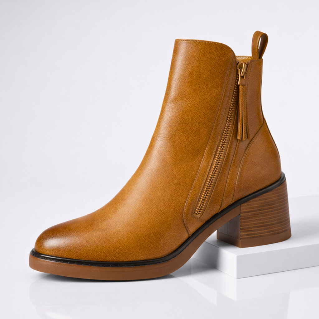 Zahara | Leather Ankle Boots – Chic Artisan Craft & Refined Slimming Silhouette Brown