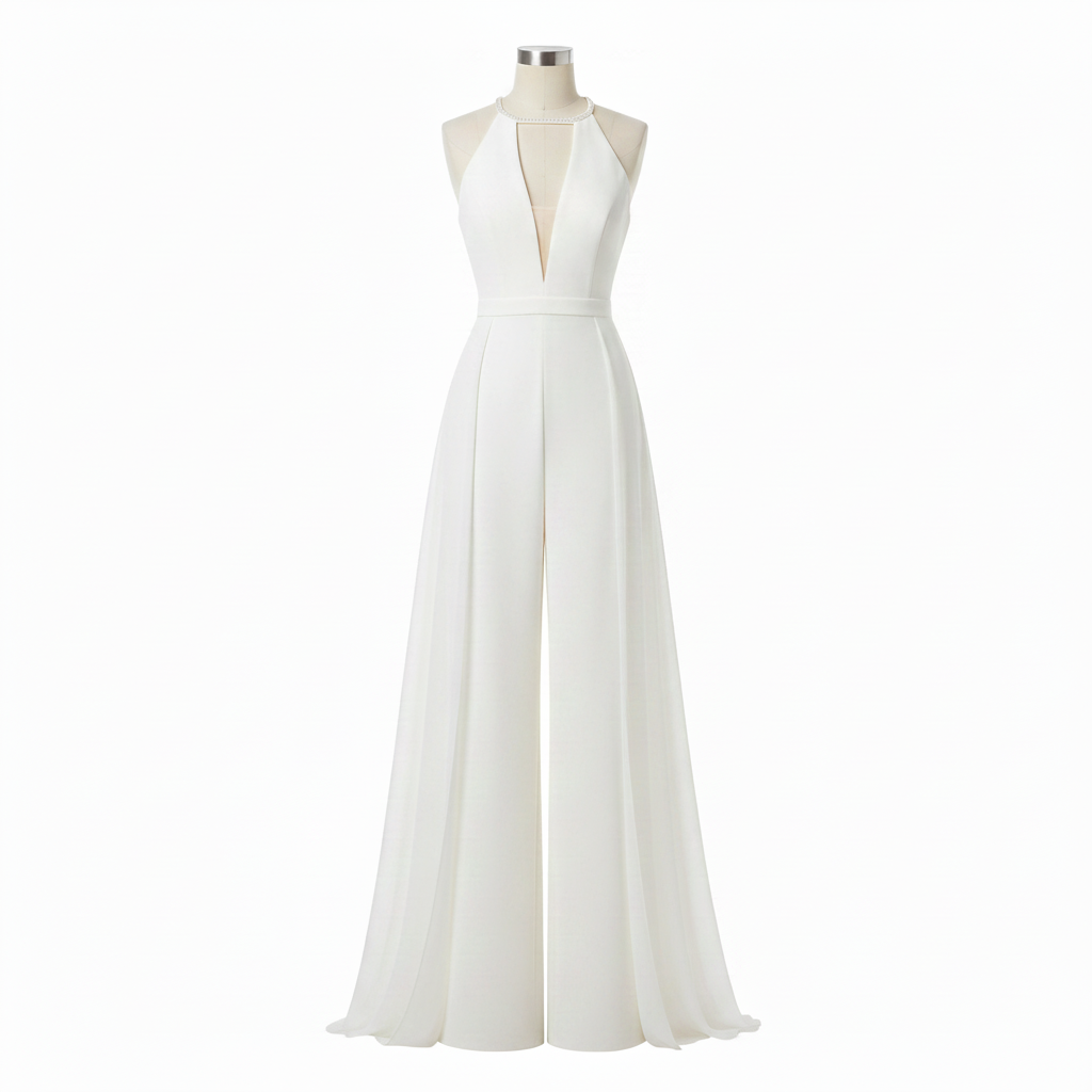 Women’s Modern Jumpsuit – Sculpted V-Neckline, Cinch-Waist Tailoring & Devotional Glamour