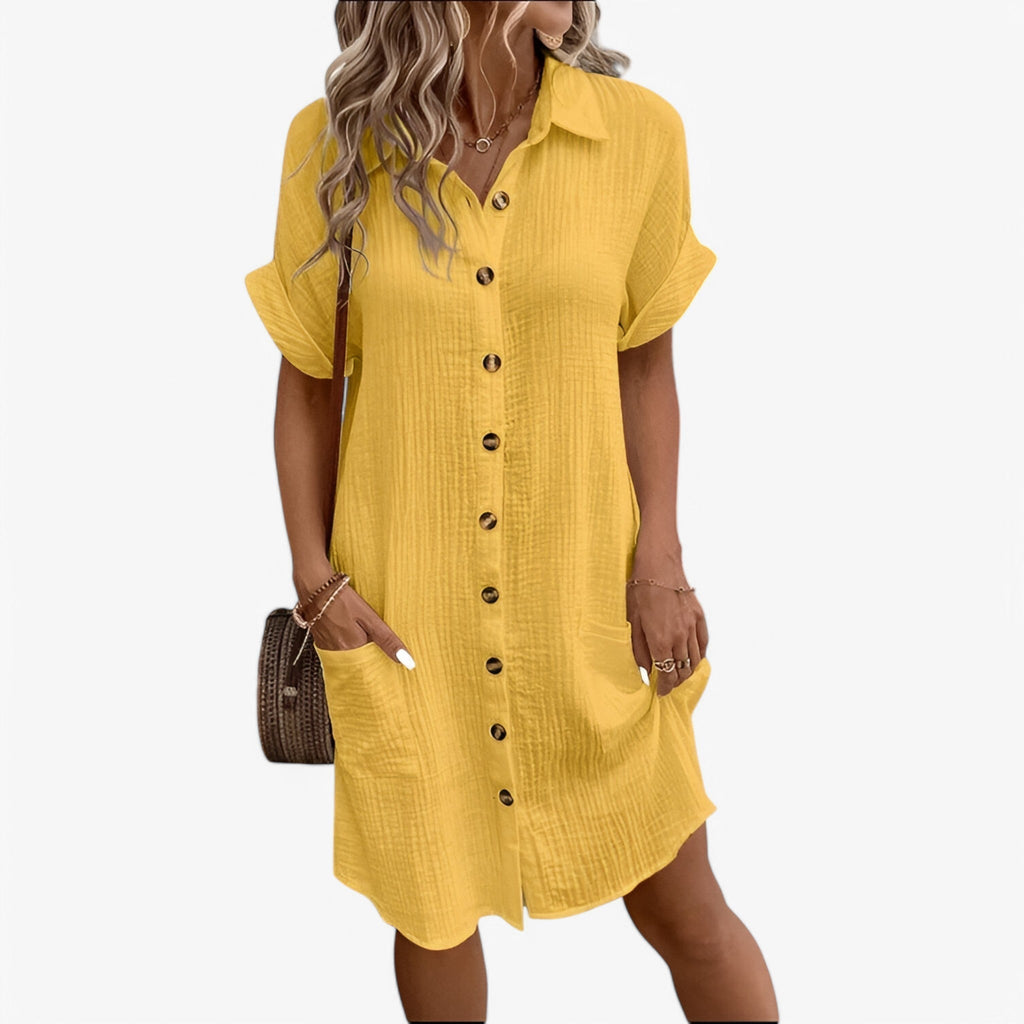 Olivia Summer Dress – Elegant Fabric Blend with Comfort & Style Yellow