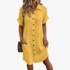 Olivia Summer Dress – Elegant Fabric Blend with Comfort & Style Yellow