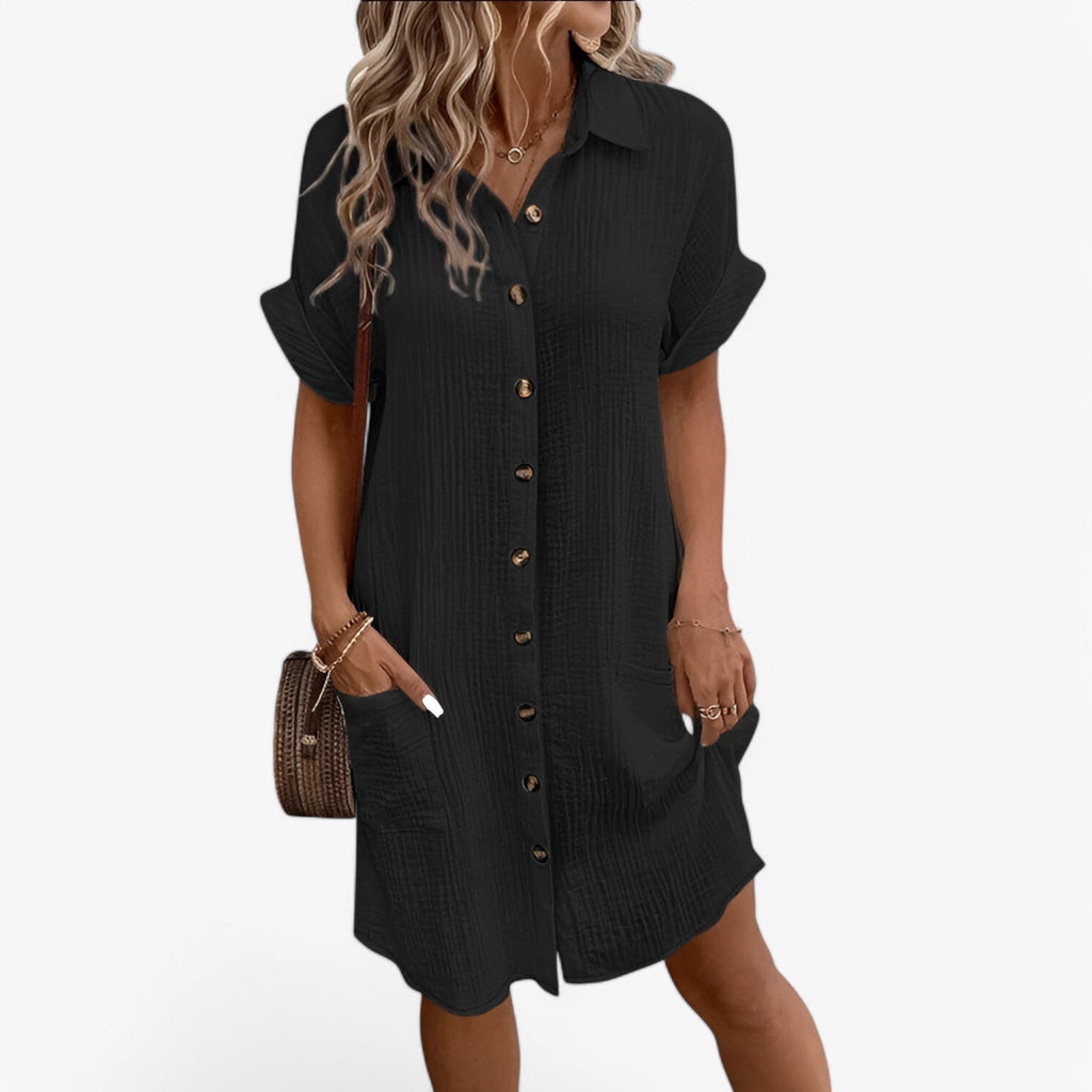 Olivia Summer Dress – Elegant Fabric Blend with Comfort & Style Black