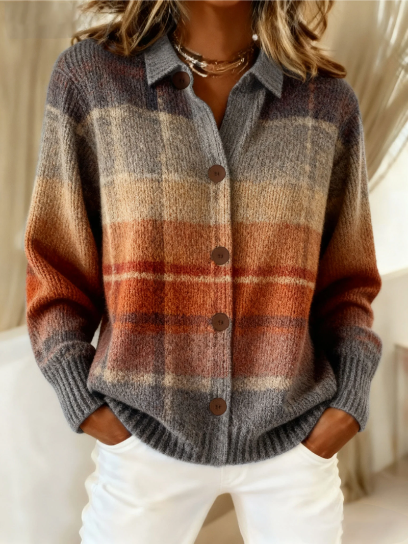 Florish - Checked Blouse Warm Autumnal Shades Multicolor
