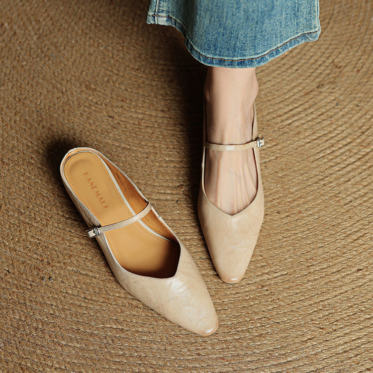 Triton | Women’s Genuine Leather Mules – Chic Slip-On Loafers & Refined Artisan Cushion