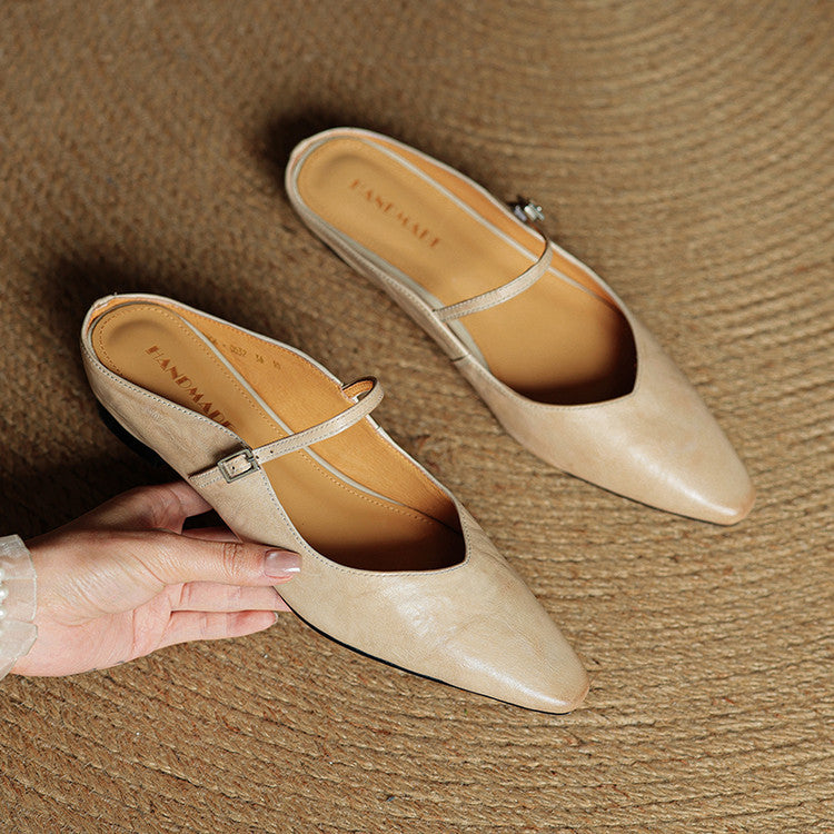 Triton | Women’s Genuine Leather Mules – Chic Slip-On Loafers & Refined Artisan Cushion