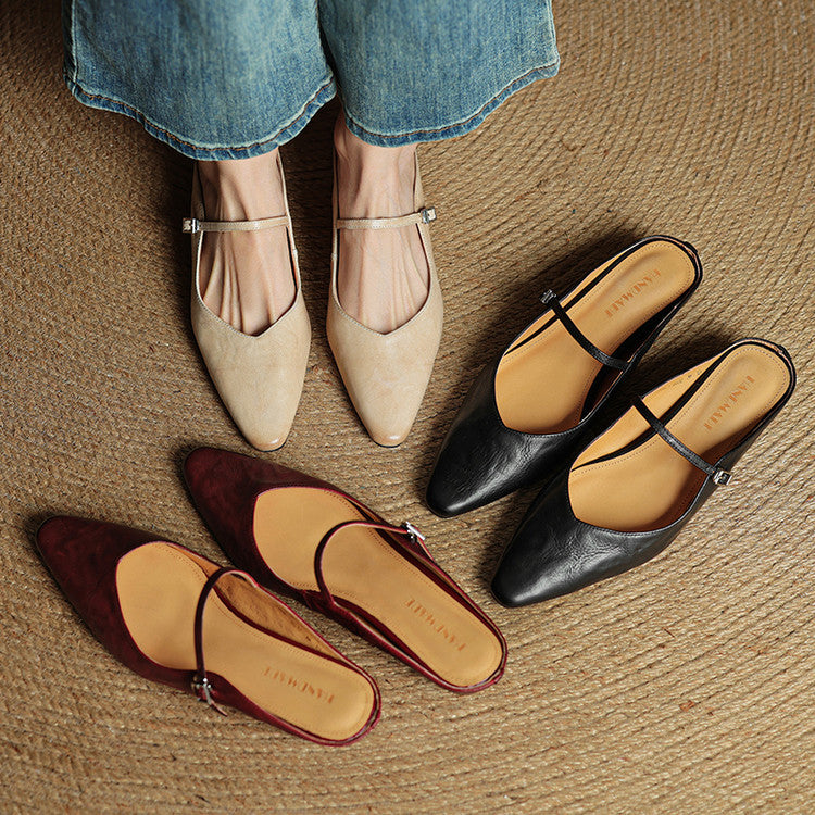 Triton | Women’s Genuine Leather Mules – Chic Slip-On Loafers & Refined Artisan Cushion