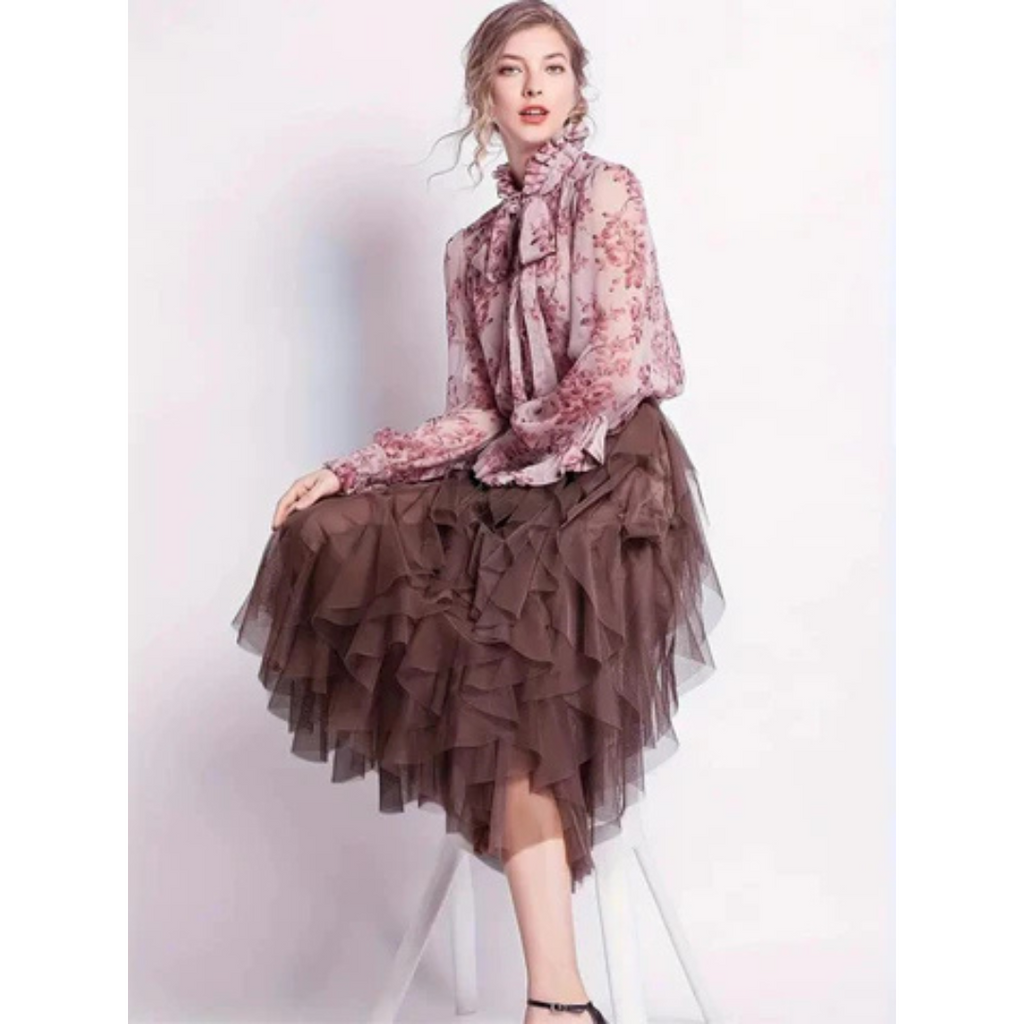 Pamelo | Modern High Waisted Skirt with Ruffles for Women - Stylish