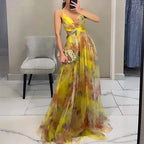 Pasha | Floral elegance and sublimated silhouette Dress yellow