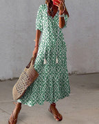 Aura | Women’s Modern Dress – Effortless Comfort Fit & Architectural Minimalist Drape green