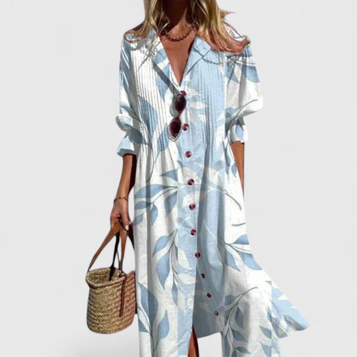 Vanity | Women’s Elegant Boho Dress – Chic Floral Maxi with Flowy Silhouette Skyblue